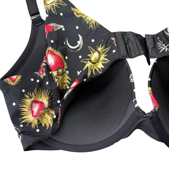 Torrid Curves Womens Bra 40DD Black Sun Moon Push Up Plunge Padded Underwire - Picture 8 of 12